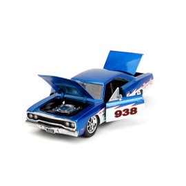 Big Time Muscle 1:24 1970 Plymouth Roadrunner Die-Cast Car, Toys for Kids and Adults(Candy Blue/White)