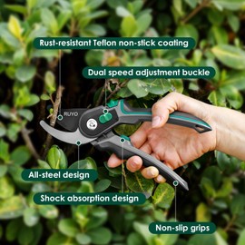 Bypass Pruning Shears, 3/4-Inch Cut Capacity Garden Clippers, Gardening Scissors with Sharp, Rust Resistant Steel Blade (Black, 3/4'')