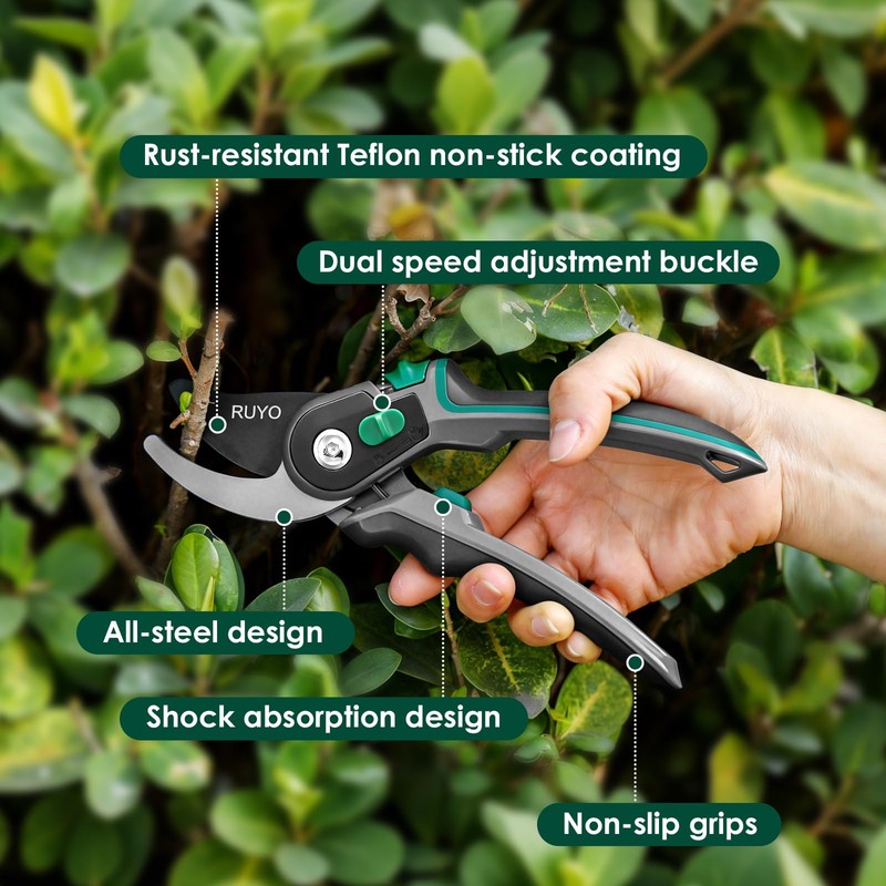 Bypass Pruning Shears, 3/4-Inch Cut Capacity Garden Clippers, Gardening Scissors