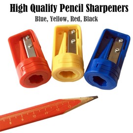 4Pack Carpenter Pencil Sharpener Colourful Manual Portable Woodwork Pencil Cutterfor Woodworking Travel School Office-Black