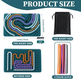 Sensory Fidget Board, Leises Brettspielzeug, Sensorik Activity Board, Grüner Silikon Sensory Board Mit Tragbarer Reisetasche und 20 Schnüren, Zum Beruhigung, Ängste Stressabbauen für Kinder 3+