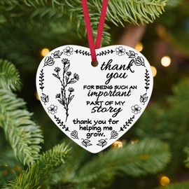 Thank You Gifts for Women Teacher Mom Boss Nanny Appreciation Gifts Christmas Ornament Teacher Gifts Ceramic Ornament for Coworker Friend Thank You Ornament for Daycare Teacher Christmas Tree Ornament