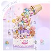 MEIEST Falls Building Blocks Rotating Music Box Set,Candy Flower Bonsai