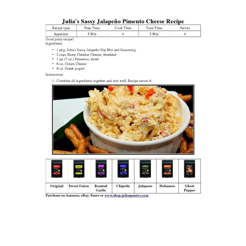 Julia's Sassy Dip Mix Jalapeno