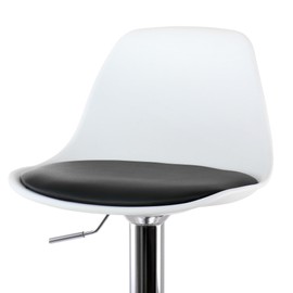 Elama 2 Piece Adjustable Bar Stool in Black and White with Chrome Base, (ELM-836ABLKWHT)