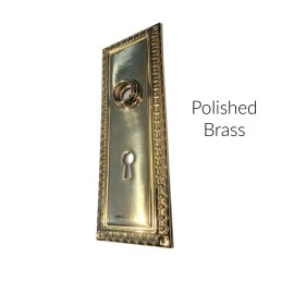 Refined antique style door trim escutcheon plate in the Polished Brass Finish