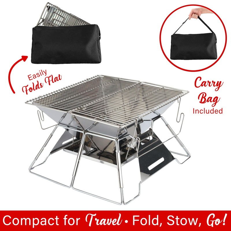 Brentwood Portable Stainless Steel Folding Charcoal BBQ Grill and Outdoor