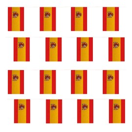 10m Large European Flag Bunting 20x30cm Weatherproof Plastic Spanish Flag Spain Flag Event Banner School Spain National Day Spanish Theme