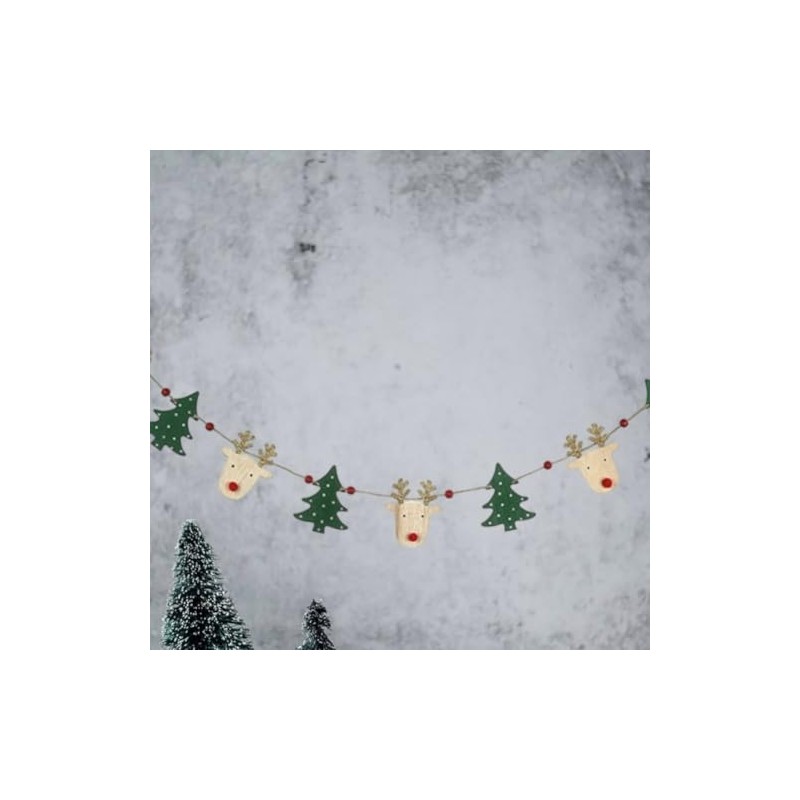 Heaven Sends Wooden Reindeer and Christmas Tree Garland 1.2m| Festive