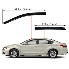 Lightronic Extra Durable Outside-Mount Auto Vent Window Visor, Fits 2013-2018 Nissan Altima (Sedan), UV Protection Rain Guard, Original Wind Deflector, No-Drill Easy Install, Dark Smoke, 4-Pcs