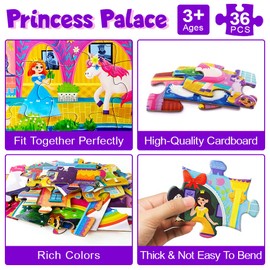 36 Piece Puzzles for Kids Ages 3-5,Princess Castle Puzzles for Kids, Fairytale Castle Toddler Puzzles,Preschool Learning Activities Educational Toys for 3 Year Old