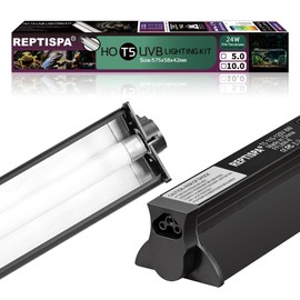 T5 HO UVB Lighting Combo Kit, 24W Reptile Light Fixture with Fluorescent Light Bulbs, Tropical 5.0 UVB Light for Reptiles and Amphibians, Basking Light for Bearded Dragon, High Output Natural Light