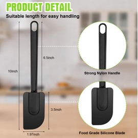 meekoo Set of 5 Silicone Spatula Rubber Spatulas Heat Resistant Silicone Spatulas High Temp Silicone Spatula for Kitchen Cooking Mixing Frying Spreading Baking, Dishwasher Safe (Black,10 Inch)