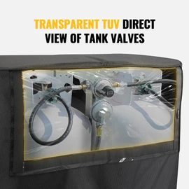 BougeRV Propane Tank Cover, Visible Valve, Fit Dual 30lb Tanks, Waterproof 600D Oxford Replacement Covers for Trailer/Camper, RV Parts Accessories (Black)