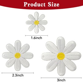 CXWLJL 30PCS Daisy Iron on Patches Daisy Flower Embroidery Applique for Clothing Decoration and DIY Accessories (3 Sizes)