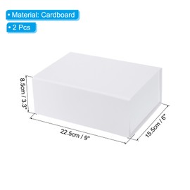 PATIKIL 9x6x3.3 Inch Gift Box with Lid, 2 Pack Magnetic Closure Collapsible Paper Rectangle Favor Boxes for Wedding Valentine's Day Birthday Gift Packaging, White