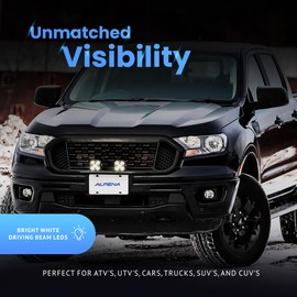 Alpena TrekTec S5 LED Pod Lights, Off Road Lights, Square Fog Lights for Cars, Trucks, SUVs, & UTVs, Stainless Steel Position Ditch Lights, ATV Lights for 12V to 24V, 4 LED Lights Per Pod, 1 Count