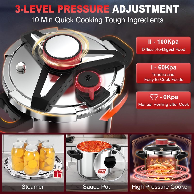 3-In-1 Stainless Steel Pressure Cooker 8 QT: [Save 70% Time]