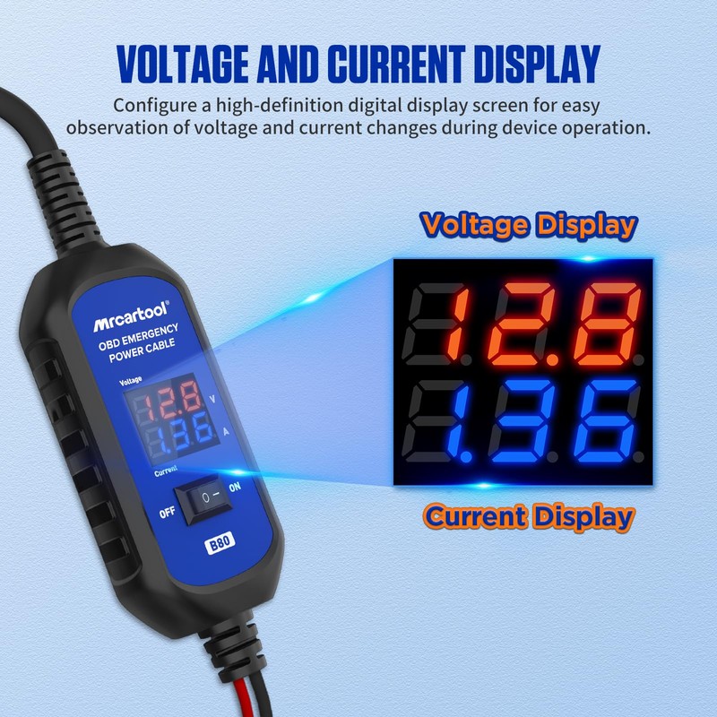 MR CARTOOL OBD2 Car Memory Saver Cable with Voltage and