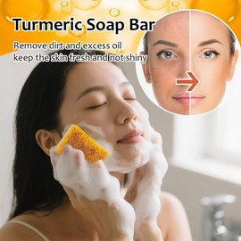 3PCS Turmeric Soap Bar, Natural Turmeric and Kojic Acid Soap for Smooth Skin, Handmade Exfoliating Bar for Face & Body