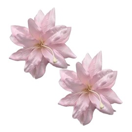 2Pcs Pink Artificial Lily Flower Hair Clips Floral Shaped Barrettes Flowers Hairpins Headdress Headwears Hair Accessories for Wedding Beach Party