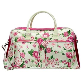 Dugros Floral Printed Satin Nylon Weekender Top Handle Holdall - Multicolor - Duffel Bag