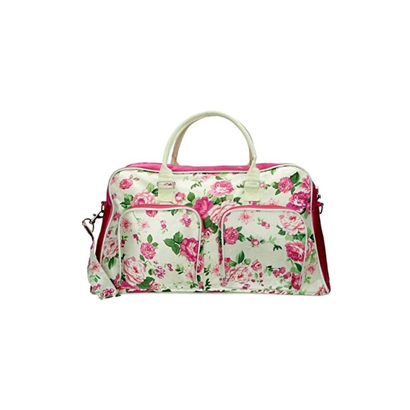 Dugros Floral Printed Satin Nylon Weekender Top Handle Holdall -
