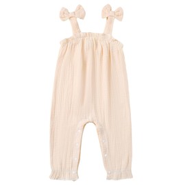 CVXV Toddler Baby Outfit Girl Girls Cotton Suspender Overalls Shorts Suspender Jumpsuit,Apricot,0-3 Months