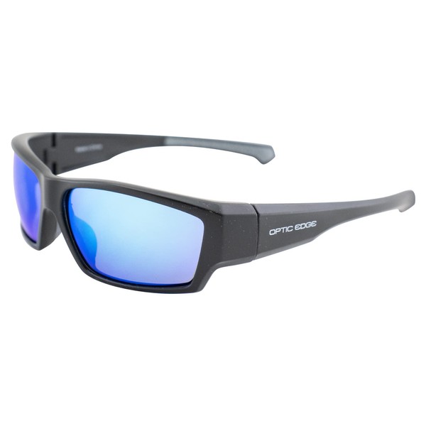 Optic Edge Cliff Weil Freelance Wraparound Sports & Motorcycle Sunglasses for Men or Women Matte Black Frame w/Dielectric Blue Mirror Lens