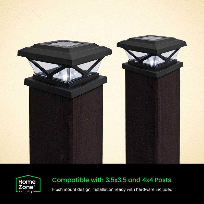 Home Zone 4-pack Solar LED Post Cap Light w/ LiFePO4