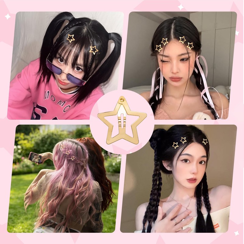 Kunoli Star Hair Clip Y2K Accessories Silver Clips