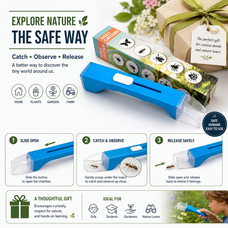 Handheld Insect Catcher for Home & Garden Use – Clear