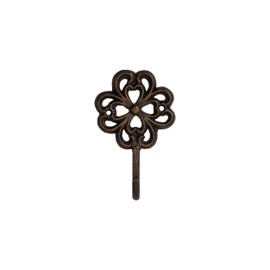 FantasHome Wall Mounted Cast Iron Home Decor Single Hook with Unique Design (Stylized Flower)