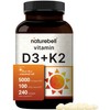 NatureBell Vitamin D3 5,000 IU + K2 100 mcg, 240