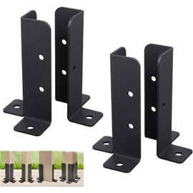 VANROUG 4Pcs Adjustable Wood Fence Pergola Post Base Brackets kit Fit 1.5x1.5,2x2,2x4,4x4 Post,Heavy duty fence post holder/support base for Deck Railing Mailbox