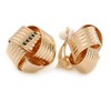 Gold Tone Textured Knot Clip On Earrings - 20mm D