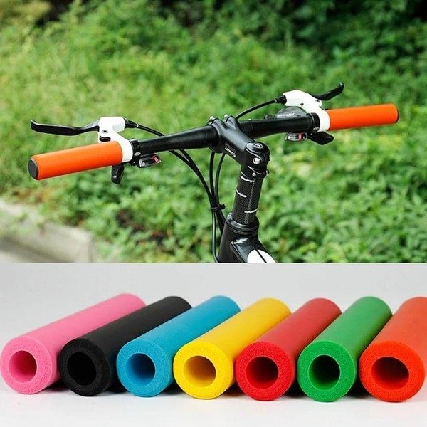 1 Pair Black Bike Handlebar Grips, Soft Foam Silicone Sponge