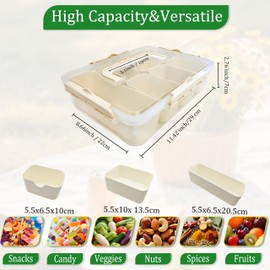 BEEHOMEE Premium 6 Compartment Snackle Box – Divided Snack Container Tray for Kids & Adults, Food-Grade & BPA-Free – Ideal for Travel, School Lunch, Picnics & On-The-Go Snacking (Off-White)