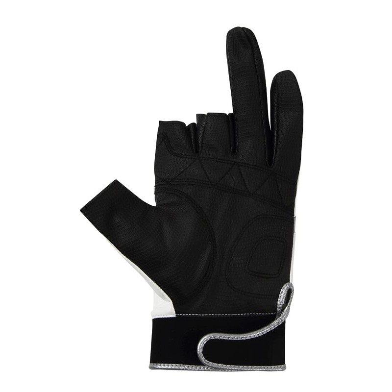 MARUKYU TR-01 Fishing Gloves, 3 Cuts, S, White/Silver