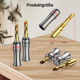 Tertullus Pack of 8 BFA Banana Plugs Loudspeaker Lockable Screwable 24K Gold-Plated Size 4 mm for Speaker Amplifier Hi-Fi AV Receiver Stereo Home Cinema Radio