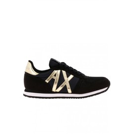 Armani Exchange Women's Rio Side Logo Trainers, Black Lt Gold.