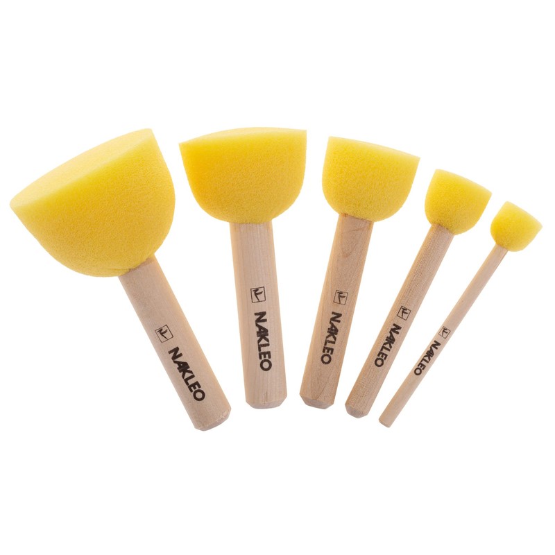 NAKLEO Foam Stencil Stippling Brush Set, 5 Pcs Round Sponges