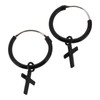 Touch Jewellery 925 Sterling Silver Black Enamel Hoop Earrings With