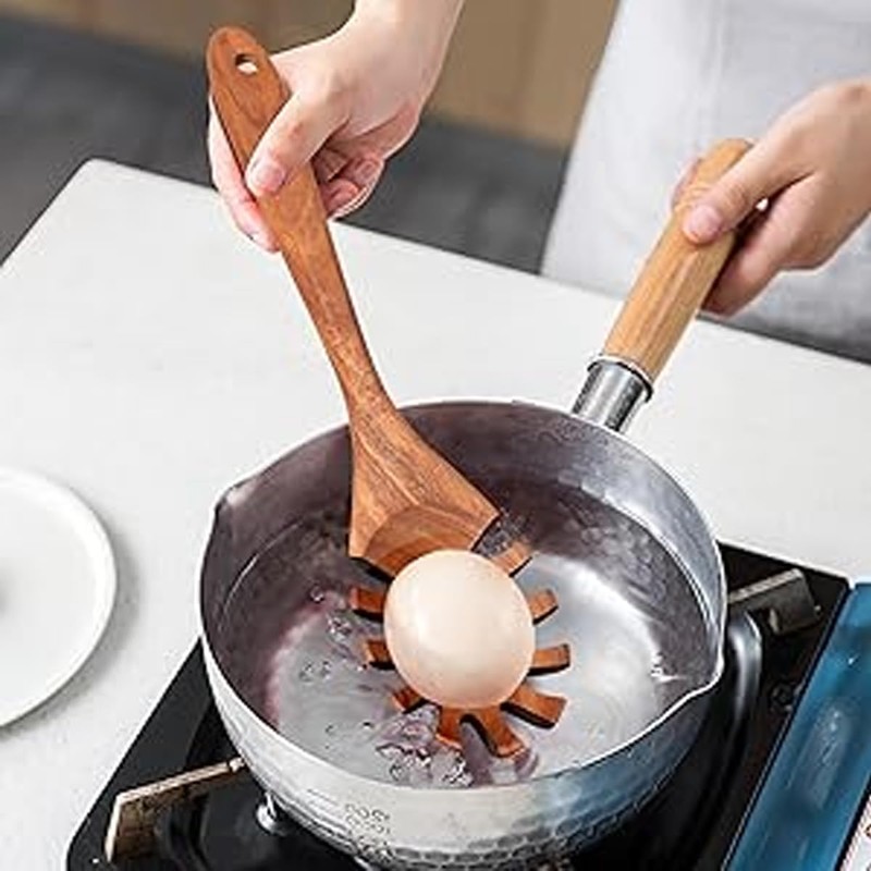 Wooden Pasta Spoon,Wooden Spaghetti Fork,26 Cm Long Hand Noodle Spoon,Pasta