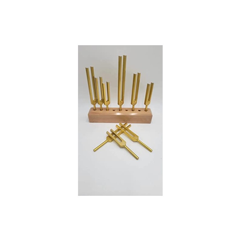 Solfeggio Set of 9 Gold Color Unweighted Tuning Fork Set