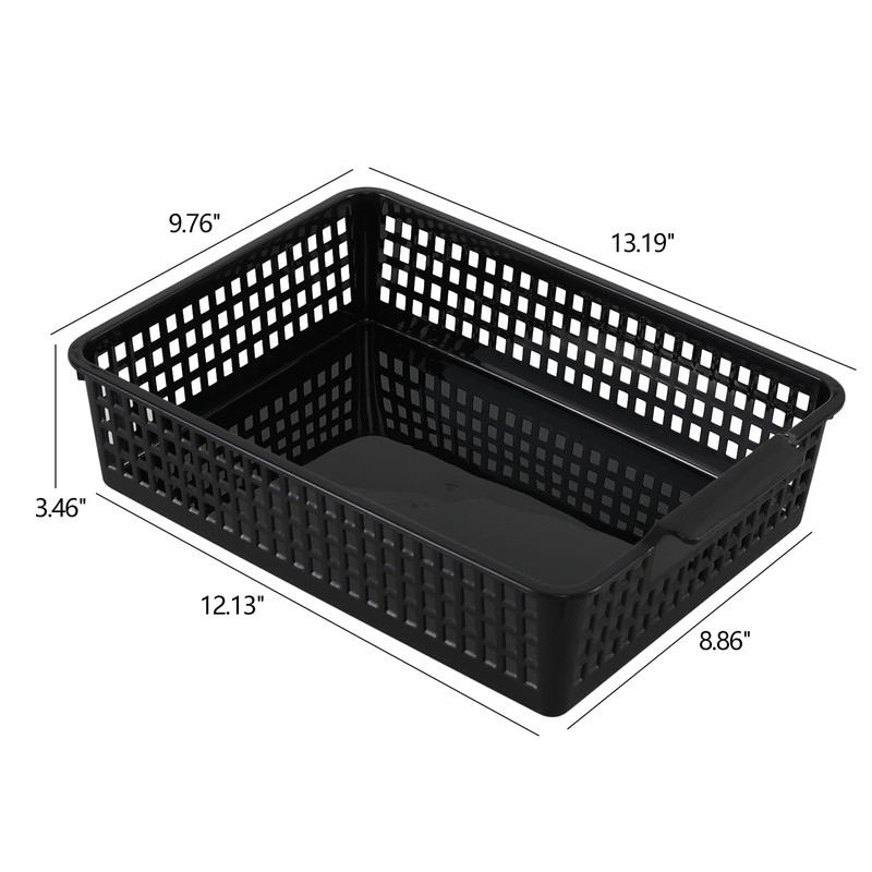 Ionoloy 6-Pack Plastic Paper Storage Basket Tray, Desktop Organizer Baskets,
