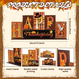 Amyhill Fall Table Decoration Hello Pumpkin Tabletop Signs Thanksgiving Tiered Tray Decor Fall Centerpiece Decorative Turkey Gnome Block Signs Farmhouse Autumn Decoration for Home Kitchen Shelf