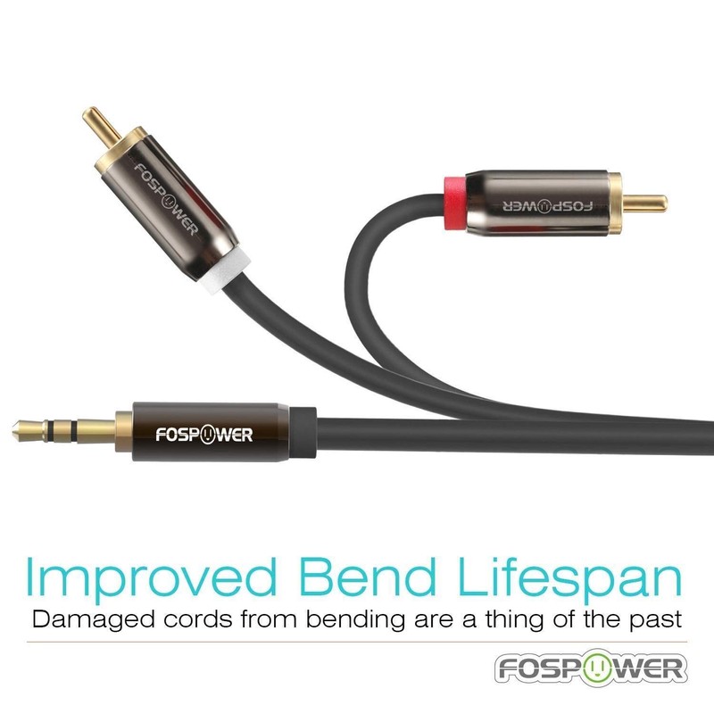 FosPower (1.8m) 3.5mm Stereo Mini Plug to 2RCA (Red /