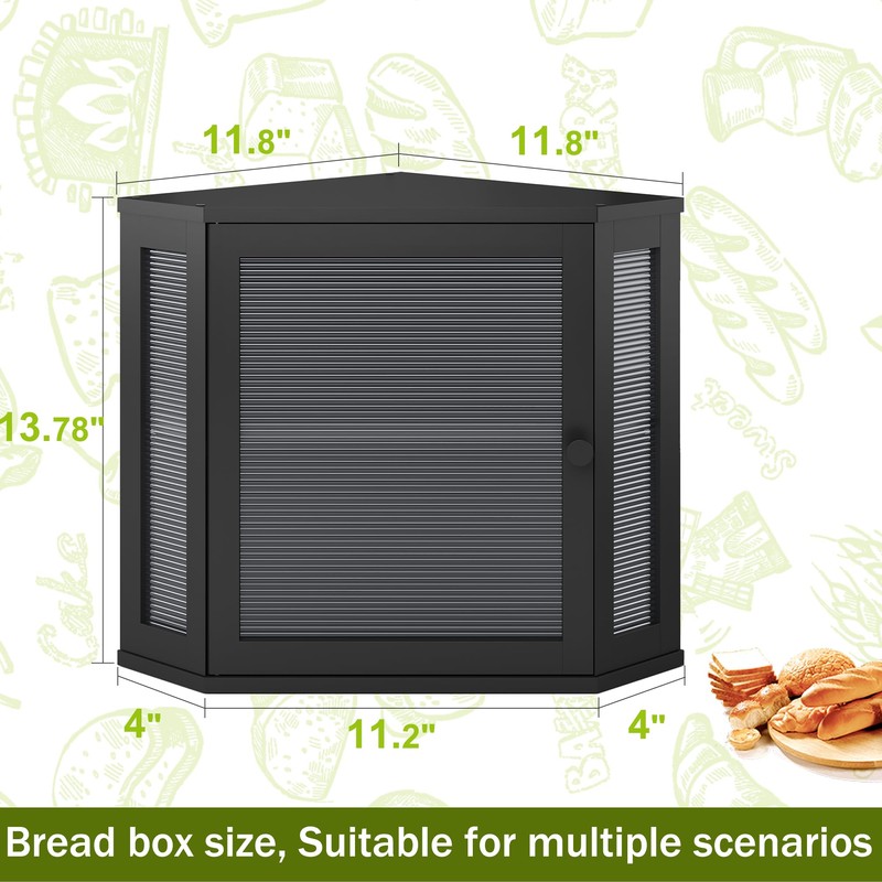 BMOSU Corner Bread Box for Kitchen Countertop Double Layer Bamboo