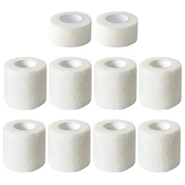 FEILIBAY 10 Pack Self Adherent Bandage Wrap Elastic Cohesive Bandage Self Adhesive Tape Vet Wrap Tape 2 Size (8Pack 2'' and 2Pack 1''), White